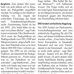 Kölner Stadtanzeiger Pressemitteilung zu Parkgebühren in Bergheim